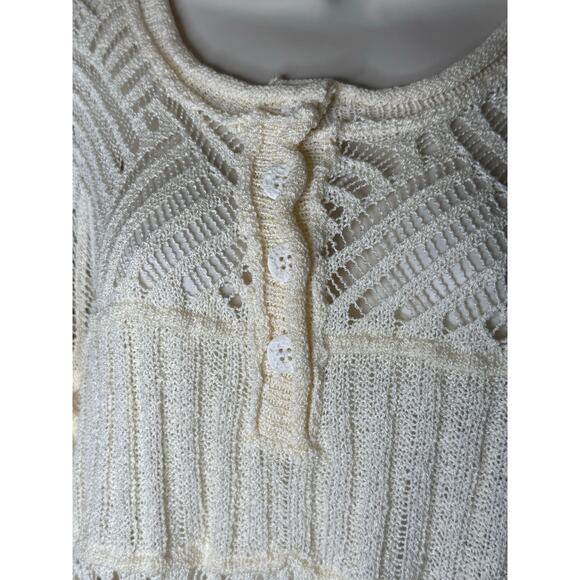 POL Boho Cream Open Weave Loose Knit Sweater S New - Picture 4 of 5